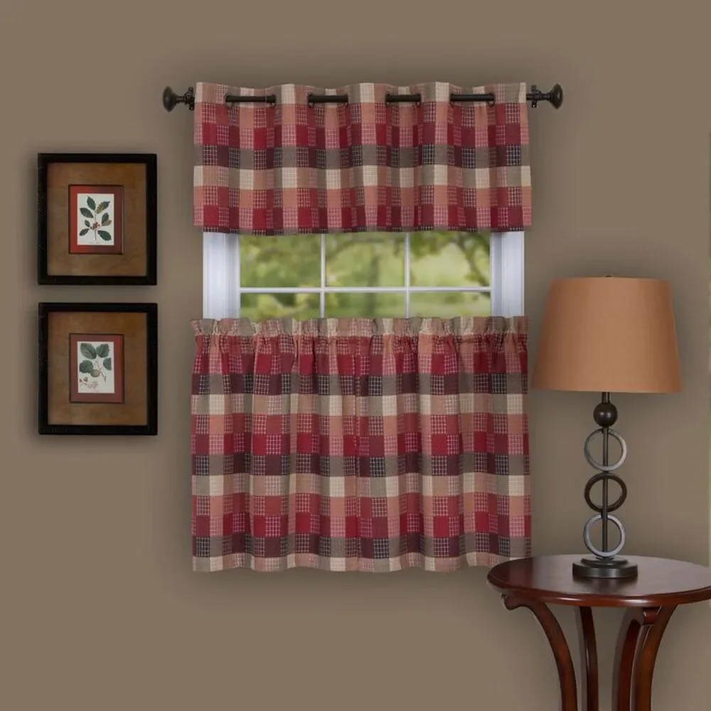 Achim Home Furnishing: Harvard Burgundy Plaid Contemporary Window Curtain Panel